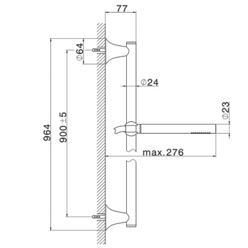 Душевой гарнитур штанга Cisal Vita L=964мм, шланг и ручной душ 1 режим, хром VI00311121