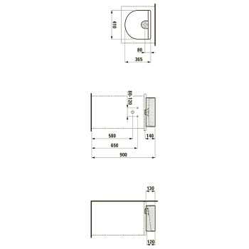 Laufen Sonar Раковина 410x365х130мм без перелива, без отв. под смеситель, с текстурой, цвет: белый глянец