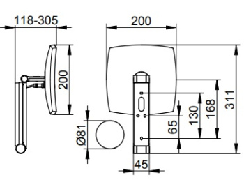 Косметическое зеркало с подсветкой Keuco Ilook_move 20 17613359002 увеличение х5, титан чёрный шлифованный