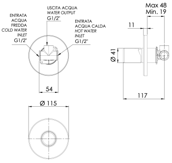 Смеситель для душа Daniel Trilogy TG602DP золото брашированное