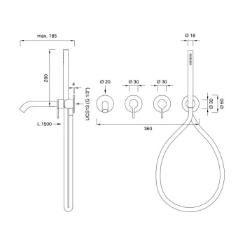 Cмеситель для ванны CEA Design Innovo INV 58 W L сталь
