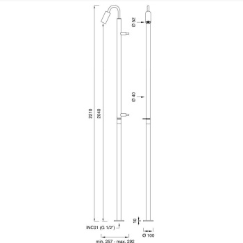Смеситель для ванны CЕА Design Gradi GRA 25 L с гибким изливом сталь