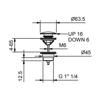 Донный клапан для раковины Fantini нажимной, с механизмом ''Push-Open'', Matt British Gold PVD 91 P6 8434