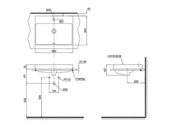 Встраиваемая раковина Toto CONTEMPORARY L1616C