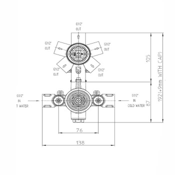 Bossini Oki Термостат для душа, встраиваемый, с девиаторм 1/2/3/4/5, цвет: никель сатинированный Z00