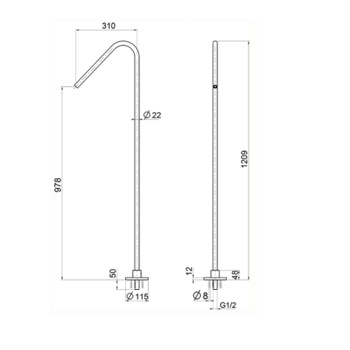 Излив напольный Cisal Xion 930 мм, нерж сталь ZA001280D1