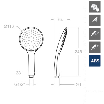 Душевая лейка Ramonsoler 113 мм кнопка 3 режима abs 2877TR