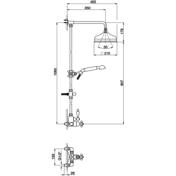 Настенная душевая система Cisal Arcana Ceramic термостатический смеситель для душа,верхний душ,ручной душ с держателем и шлангом, хром AC00406021
