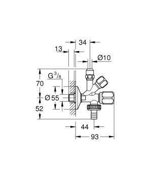 Вентиль угловой комбинированный GROHE 3/8 дюйма, хром 22033000