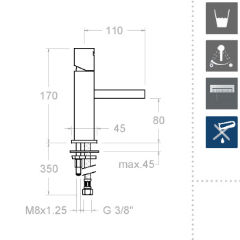 Смеситель для раковины Ramonsoler Kuatro с каскадным открытым изливом 4731