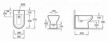Биде напольное Jacob Delafon Panache E1372-00 белый