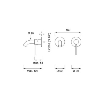 Cмеситель для ванны CEA Design Gastone GAS 04 W L сталь