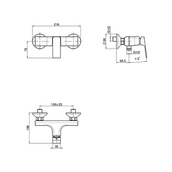 Смеситель для душа Fima Carlo Frattini Fit настенный, без душ. комплекта, белый матовый F3385/1BS