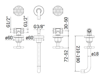 Настенный смеситель для раковины Mamoli HIPSTER 45170000002K