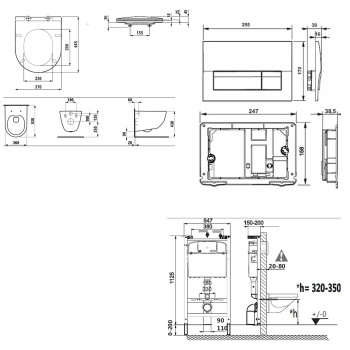 Унитаз c инсталляцией Laufen Pro Z.RU93.0.761.5 сиденье с микрол тонкое, панель смыва хром глянец