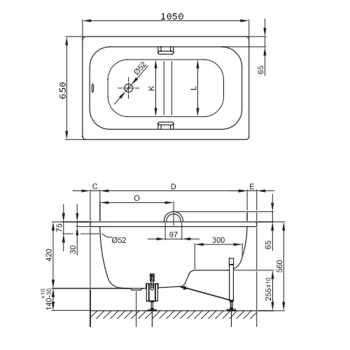 Стальная ванна Bette Step 105x65 1050-000 PLUS