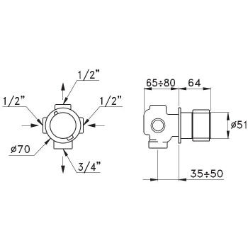 Встраиваемый переключатель для ванны/душа Stella Timeaster 0/150, хром BT 01200 CR00