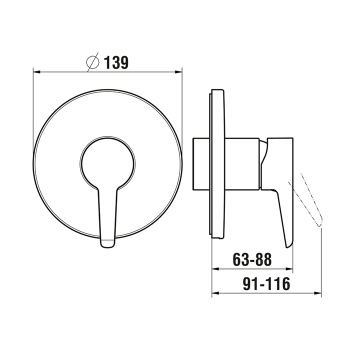 Laufen VAL Смеситель для душа скрытого монтажа, для установки с Simibox, хром