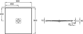Поддон для душа 90x90 см Jacob Delafon Replay N140K-220 слив 90 мм, белый