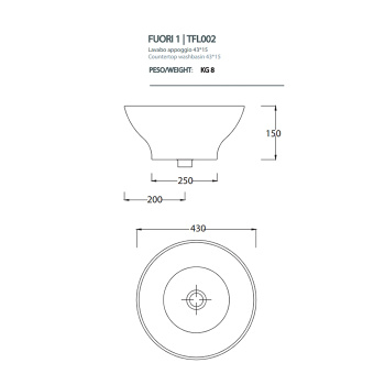 Раковина накладная Artceram WASHBASINS FUORI 1 43х43, без отв., белый TFL002 01 00
