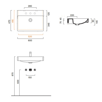 Раковина Catalano Green 60х47, без отв, белый глянцевый 420600001