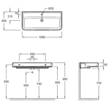 Раковина Jacob Delafon Replay E4491-00 100 см белый