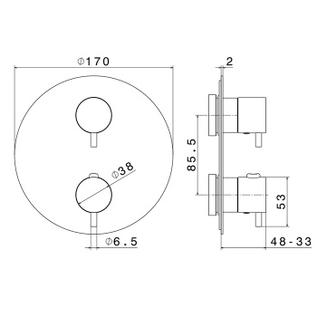 Смеситель для душа термостат Newform X-steel 316 с переключателем до 5 источников, для 31061/31020/27888/27889, INOX 69663EX.50.050