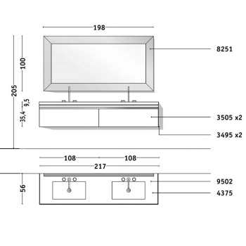 Зеркало Vitage Milldue Edition Four Seasons YORK 1980х1000х48, отделка черный хром, 8251.96