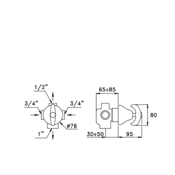 Встраиваемый переключатель для ванны/душа Stella Roma 0/150 3/4&rdquo;, хром RM 01201 CR00