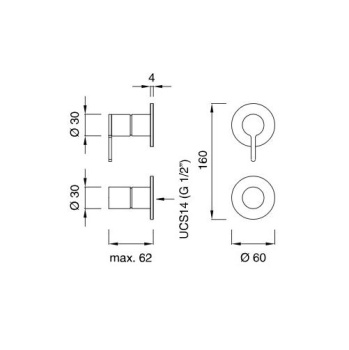 Cмеситель для душа CEA Design Innovo INV 70 L с термостатом сталь