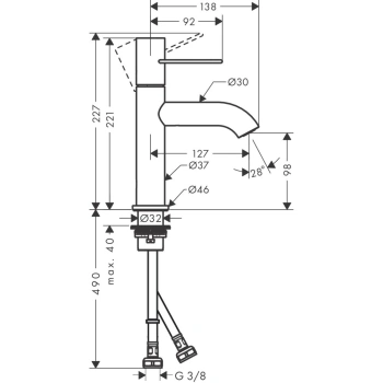 Смеситель для раковины Axor Uno 100 38026140 бронза