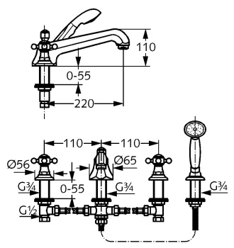 Смеситель для ванны Kludi Adlon 515254520