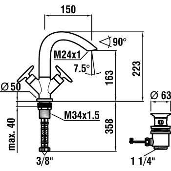 Смеситель для раковины Laufen Curvepro 3.1270.1.004.221.1 хром