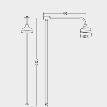 Душ верхний Devon&Devon 13см с наружней трубой для термостата MARM74 и ручного душа MARK618 хром MARK318CR