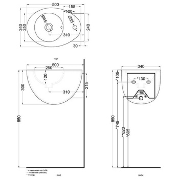 Раковина подвесная Cielo Le Giare LGLS PM 34 см серый