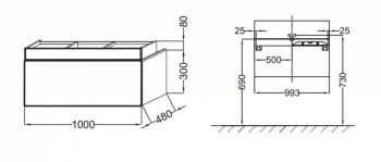 Тумба под раковину 100 см Jacob Delafon Terrace EB1187-442 серый антрацит лак