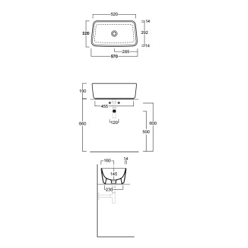 Раковина накладная Simas Degrade DE10bi 57см белый