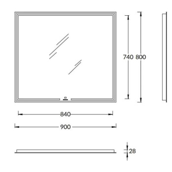 Зеркало MIO прямоугольное с диером Kerama Marazzi 90 белое MIO.mi.90\WHT