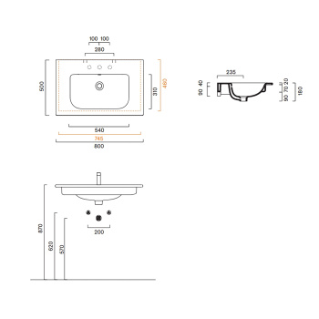 Раковина Catalano Italy 80х50, без отв, белый глянцевый 720810001