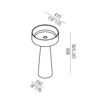 Раковина Agape Bjhon 47, без отв., с колонной, выпуск в пол, мрамор Marquina, черный ACER1081FNM *0