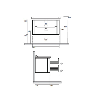 Тумба подвесная под раковину Kerasan Waldorf 100, с 2-мя ящиками, bi vaniglia matt 925530