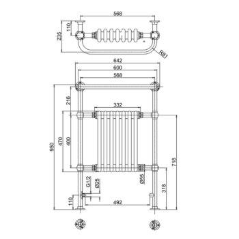 Полотенцесушитель Burlington R1 CHR/ARCR1 CHR хром