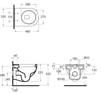 Унитаз подвесной Azzurra Nuvola Mini NUVKSP046000BI/(NUV146/SOSK bi) белый, с креплением
