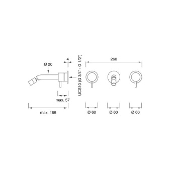 Смеситель для ванны CЕА Design Milo360 MIL 39 S с гибким изливом сталь