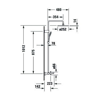 Duravit  WaveДушевая система с термостатом, ручной душ с регулировкой высоты,  шланг 1600 мм, ручной душ 3 режима, излив 223 мм, черный матовый