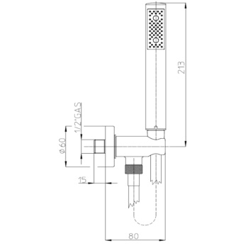 Bossini Zen Душевой комплект с ручным душем, держателем с подводом воды и шлангом 1500 мм., цвет чер