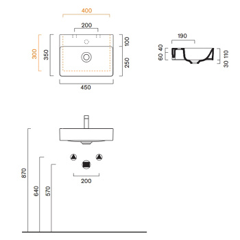 Раковина Catalano Green 45x35, с 1 отв, белый глянцевый 420451001