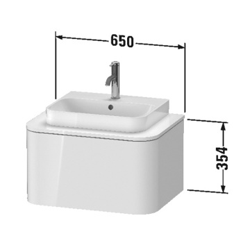 DURAVIT HAPPY D.2 PLUS Раковина 500х400 мм., с 1 отверстием для смесителя, с переливом, с керамическим донным клапаном, с креплением, цвет белый