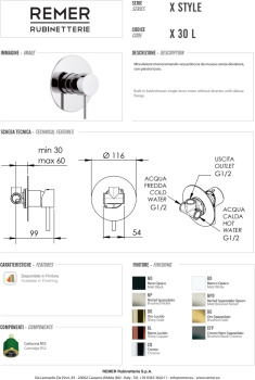 Смеситель для душа Remer X-style   черный брашированный хром X30LCFP