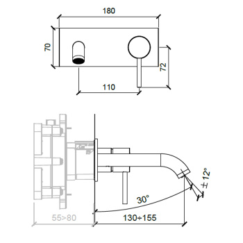 Смеситель для раковины встраиваемый Almar E210075.CR хром